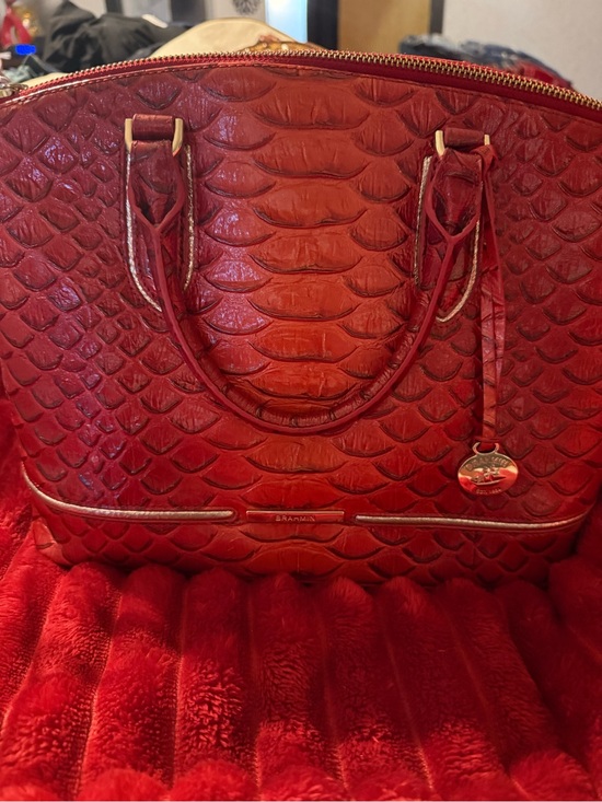 Brahmin Handbags - Brahmin Red Embossed Leather Satchel with Gold Hardware